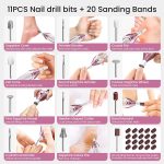 ISTON 36-Piece Professional Manicure & Pedicure Kit, Cordless Nail Drill Machine, 20000RPM,11Pcs Bits, 4 Speed, Electric Nail File Set, Nails Care Kits, Manicure Pedicure Tools, Storage Case - Image 6